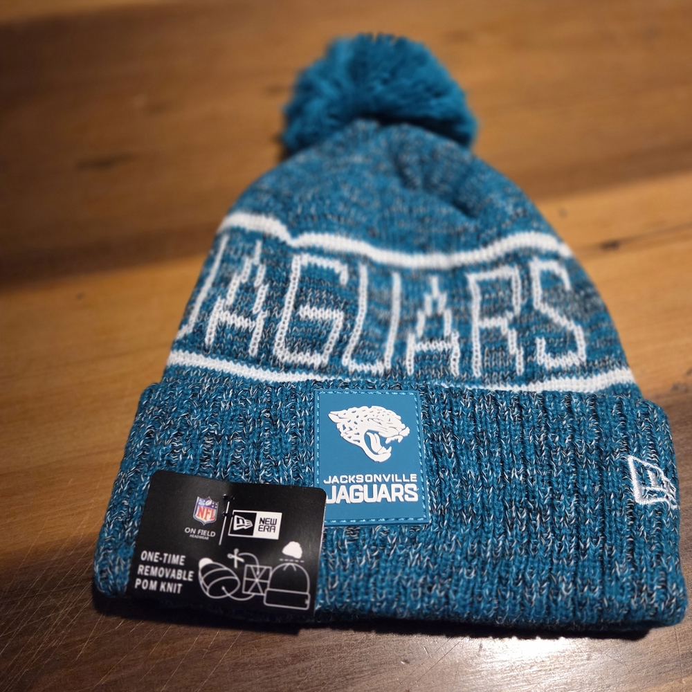 Jacksonville Jaguars NFL New Era Teal Blue Knit Beanie. New